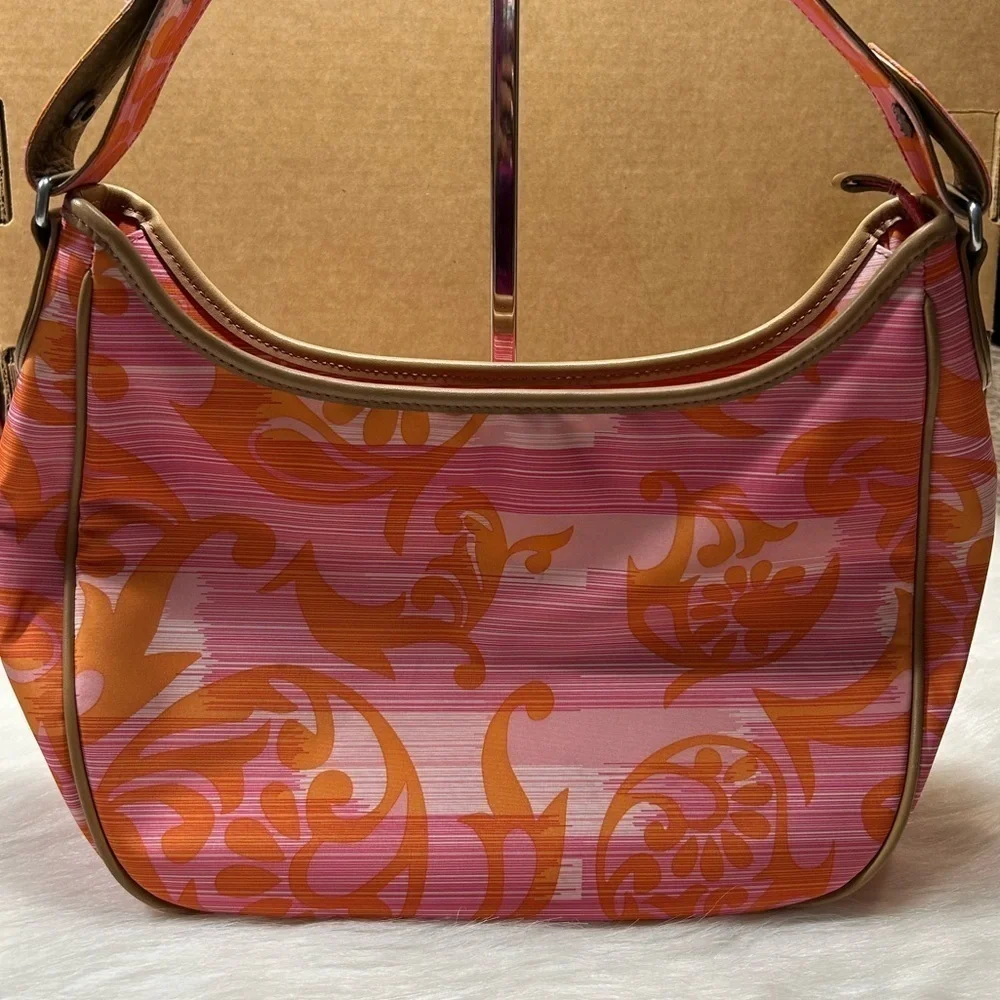 Kipling Nylon Hobo Shoulder Bag Light Weight Orange  With Monkey.
